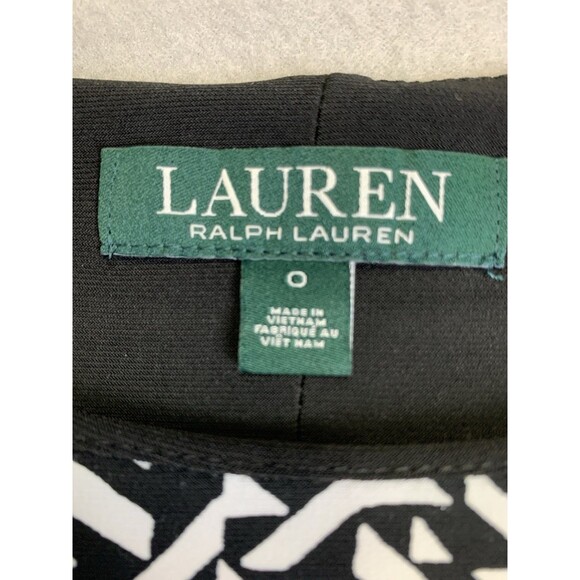 LRL Ralph Lauren Size 0 Sheath Dress Ruched Jersey Stretch Lined Black White - Picture 4 of 8